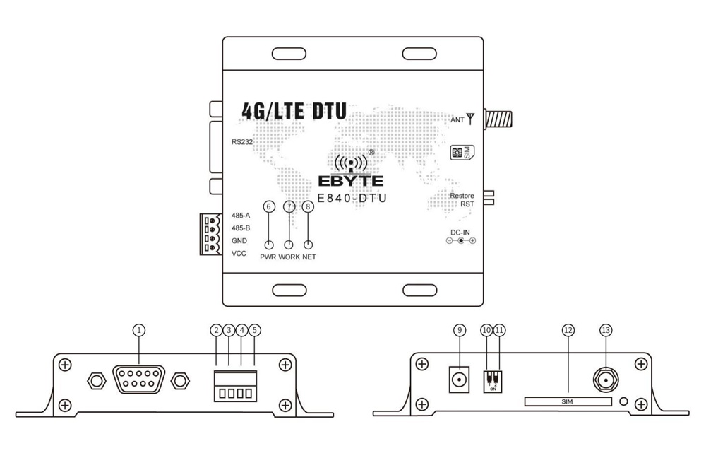 E840-DTU(4G-04)引腳