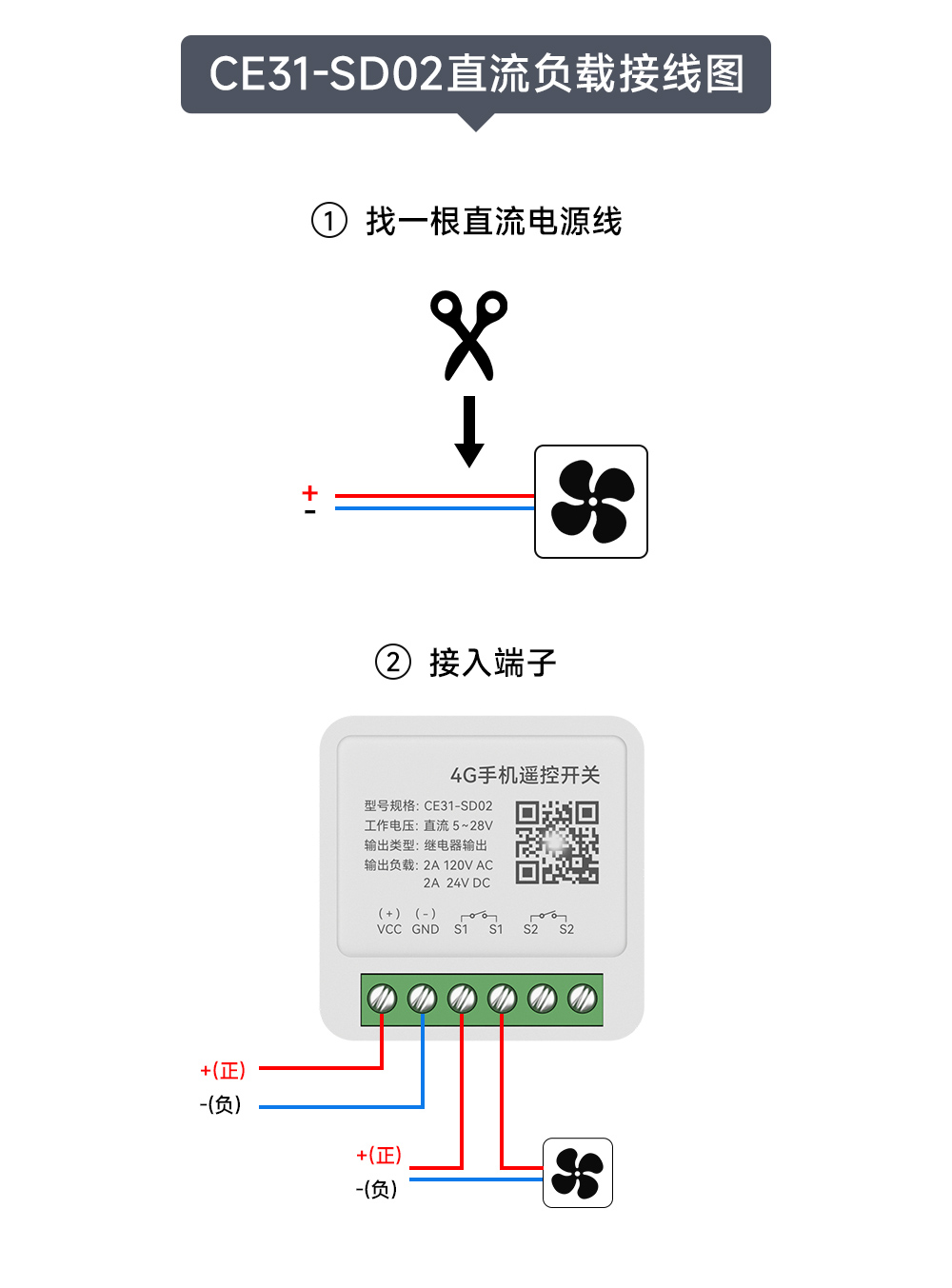 CE31-SD02 4G手機(jī) 遠(yuǎn)程控制 遙控開(kāi)關(guān) 接線圖 (2)