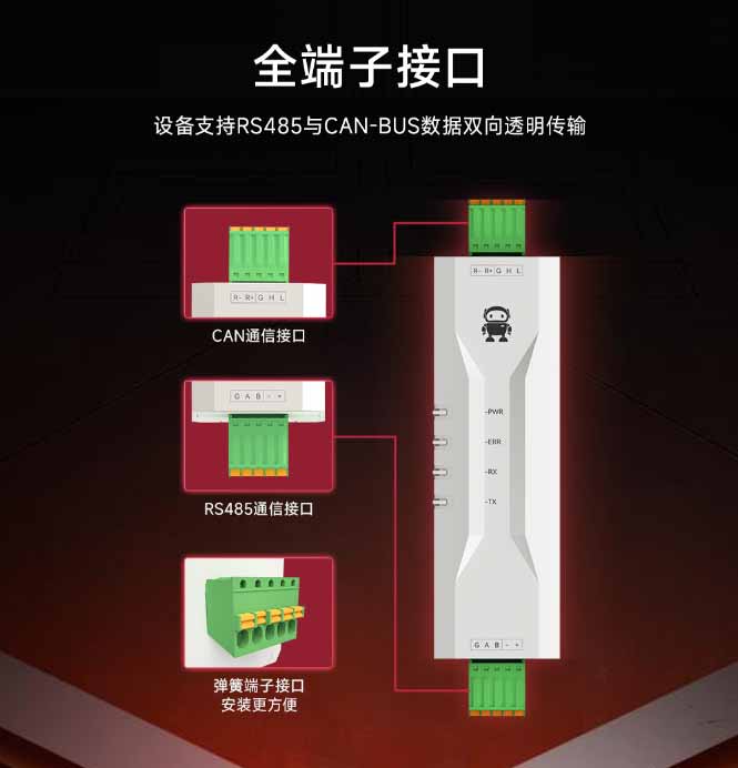 端子接口-ECAN-101型CAN總線轉(zhuǎn)RS485總線設(shè)備