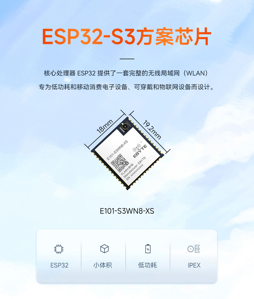 E101-S3WN8-XS 雙核藍(lán)牙WiFi模塊 01